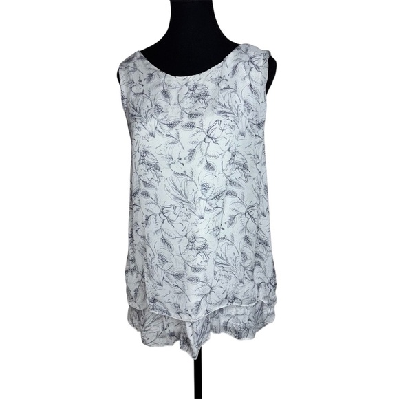 Giusy Women’s Large Multicolour Asymmetrical Top Italy White Blue Cottagecore - Picture 1 of 8